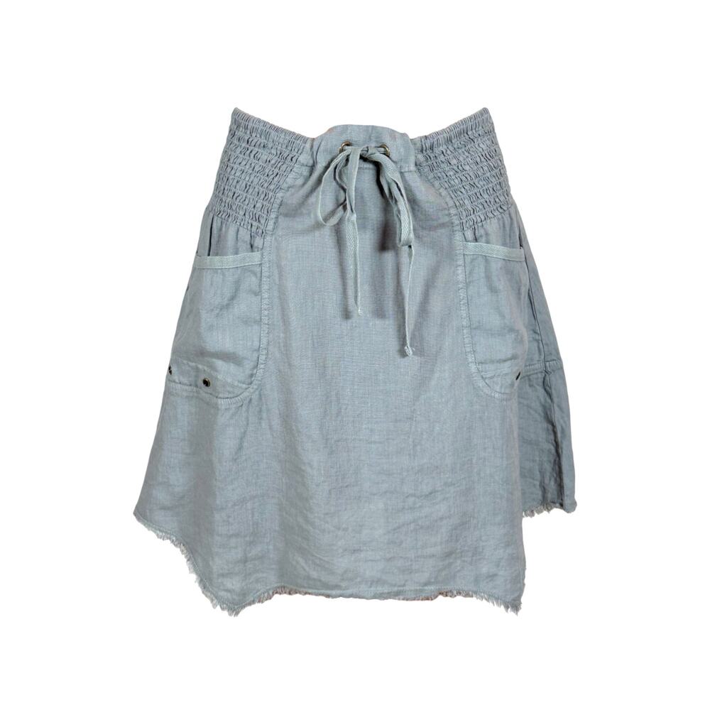 XCVI NWT Women's Short Linen Skirt Gray Size M Asymmetrical